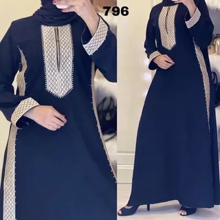 New Abaya Gamis Maxi Dress Arab Saudi Turki Umroh Dubai Turkey India Wanita Hitam Dress BUSUI ZIPER Renda Namira 796