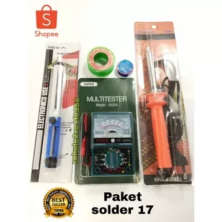 Solder Set Listrik Paket Lengkap 60 Watt 110v-220v Iron  + Minyak Solder +  Timah Solder + Multi Tester Digital +  Penyedot  Timah COD