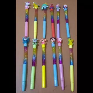 1 Lusin/ 12 Pcs Bolpen/ Pulpen/ Pena 0,5 mm Air Gliter Aneka Ragam Motif