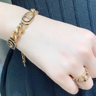 D24 Dior Fashion Personality Ancient Gold Cd Letter Chain Bracelet Retro Style Simple All-Match Fash