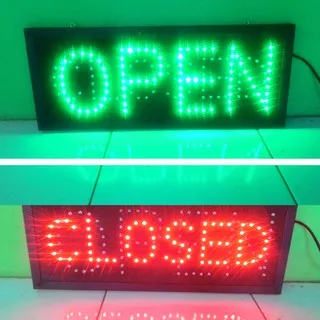 Papan Tulisan Lampu LED SIGN ~ OPEN - CLOSED ~ Pakai Saklar