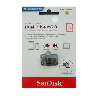 Sandisk OTG 16GB Dual USB 3.0 / Flashdisk OTG Android usb 3.0 - Micro USB 100% RESMI SANDISK - Hitam