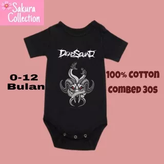 Kaos baju bayi jumper baby kids pendek band DEADSQUAD 2 punk rock metal logo tulisan usia 0 1 2 3 4 5 6 7 8 9 10 11 12 bulan sampai umur 1 tahun adem jumpsuit babysuit romper bodysuit little anak kecil hitam style laki laki perempuan unisex nyaman lembut