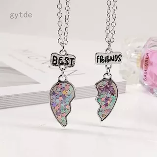 1 Pair BFF Necklace Womens Heart Pendant Best Friend Letter Necklace Fashion Couple Chain Necklace