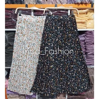 B-01 Rok Plisket Printing  Motif Bunga Plisket Payung bunga baru