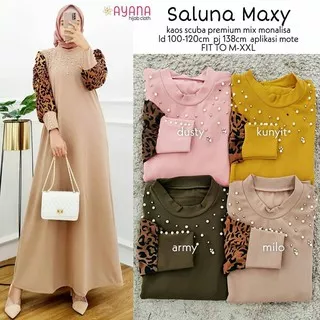 Gamis Kaos Import Mutiara Saluna Maxy by Edelweiss Hijab Fashion Solo