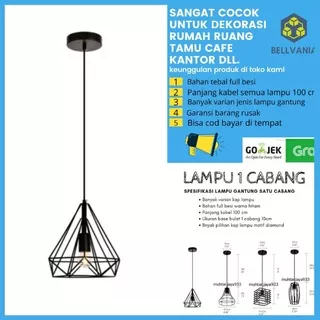 LAMPU GANTUNG HIAS MINIMALIS DEKORASI RUANG 1 CABANG