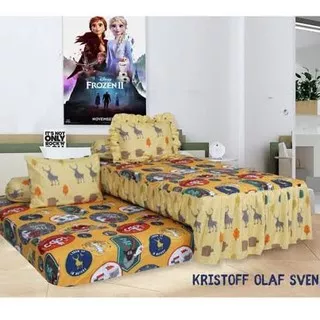 Sprei California Single 120x200 2 in 1 No 3 Sorong duo Motif Kristof Olaf Sven Frozen Karekter Anak Kartun Terbaru Ori