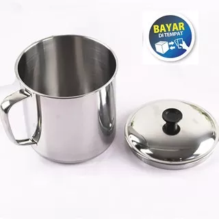 MUG STAINSLESS STEEL 11CM JUMBO - MUG DENGAN TUTUP - MUG TEA AND COFFE / CANGKIR / Gelas Stainless