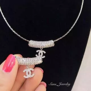 Promo KALUNG CHANEL Import Silver Perak Zicron Swarovski Perhiasan Korea Bestseller Anti Karat Tgb