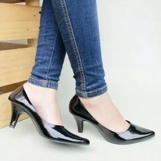 REAL PICTURE HIGH HEELS 7CM OWN WORKS KERJA FORMAL SEPATU WANITA HIGH HEELS PANTOFEL 7CM HITAM