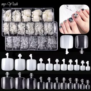 Monja 550Pcs / Set Kuku Kaki Palsu Akrilik Full Cover Untuk Nail Art / Manicure