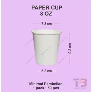 Paper Cup Polos 8oz Putih / Paper Cup Hot / Sablon / Cetak / Gelas kertas / Gelas Kopi Kertas  / Sablon / Printing