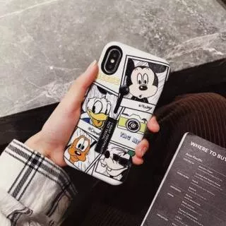 White Mickey Mouse n Friends Cute Finger Grip Stand Soft Case iPhone 6/6+/6s/6s+/7/ 7+/8/8+/X/Xs/Max