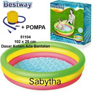 Kolam Renang Anak Pelangi 3 Ring  102cm # Bestway 51104, 51004