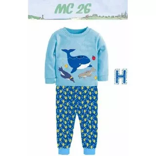 Piyama Anak Laki-laki Momcare Mc 26 H Whale | Baju Tidur Anak Bayi Ikan Paus Import Branded Murah