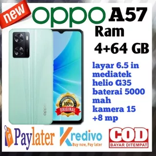 OPPO A57 RAM 4+64 GB (extend ram 4GB) GARANSI RESMI 1 tahun imei terdaftar