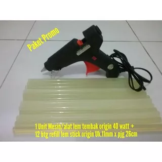 Glue gun alat tembak glue stick besar 40 Watt + 12 Pcs refill Uk.11mm