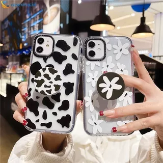 Case HP For IPhone 7 Plus 11 12 Pro X For IPhone 6 6S 7 8 Plus SE 2020 XS 6Plus 6SPlus 7Plus 8Plus Floral Bunga Silicone Case Full Cover With Stand