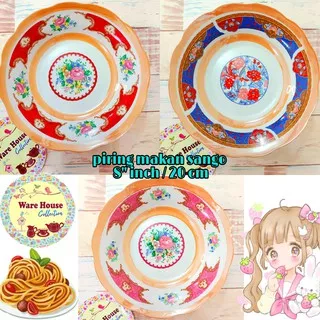 PIRING CANTIK / PIRING MAKAN SANGO 8inch KERAMIK MOTIF ROSE