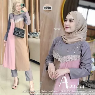 [SALE] Ardila Long Tunik Set Pants Mango Kaos Knit Premium Uwais