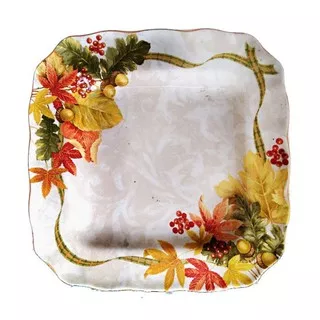 AUTUMN PAISLEY Square Dinner Plate Piring Makan / Hias Keramik