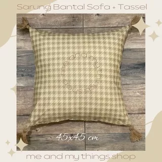 Sarung Bantal Sofa/Kursi Polos 45x45 cm Motif Tassel Rumbai Cushion Cover 45x45 cm