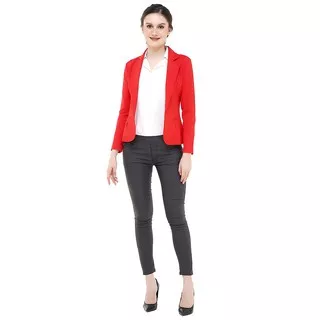 Hamlin Qemsya Blazer Wanita Slim Fit Plain Suit Formal Longsleeve Material Scuba ORIGINAL - Cabe