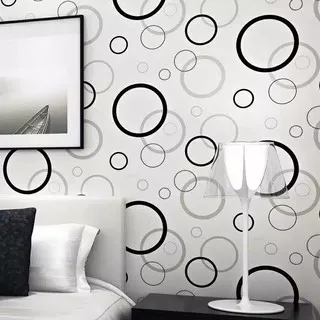 WALLPAPER /STIKER DINDING KAMAR MOTIF POLKADOT HITAM PUTIH BISA BAYAR DI TEMPAT