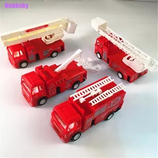 [Newbaby]Pull Back Fire Truck Pretend Play Water Tanker Model Toys Kids Educational Toys