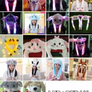 Bunny hat led/ topi bunny lampu getar/topi kelinci murah