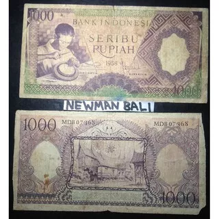 Uang Kertas Kuno 1000 Rupiah Seri Pekerja th 1958