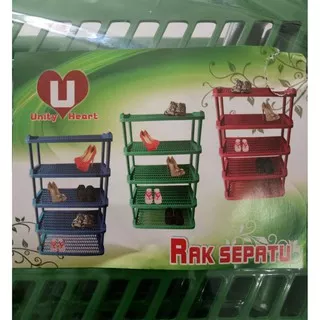 Rak Sepatu Plastik 3 susun (Merah / Biru)