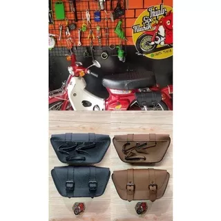 Tas samping motor honda 70 c70 bekjul sepeda xsr japstyle custom vintage tempat jas hujan motor kulit
