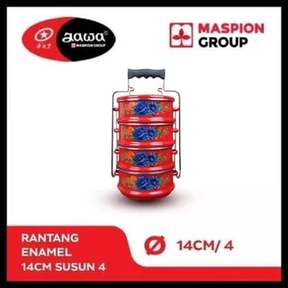 Rantang Maspion Enamel 14 cm, 4 Susun Rantang murah/Rantang susun stainless motif bunga