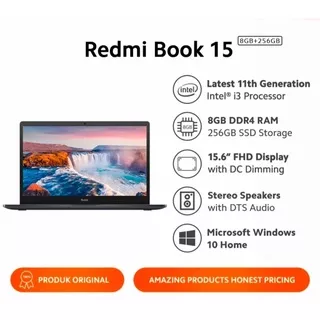 Xiaomi Redmi Book 15 8/256GB SSD Intel Core i3-1115G4 15.6 inch FHD Laptop Garansi Resmi