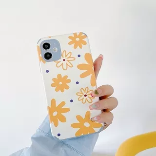 ?Ready Stock? IPhone 13 12 11 Pro Max 12 Mini XS Max XR X 8 7 Plus 6s 6 Plus Case Yellow Flowers Lambskin Phone Case Soft Protective Cover