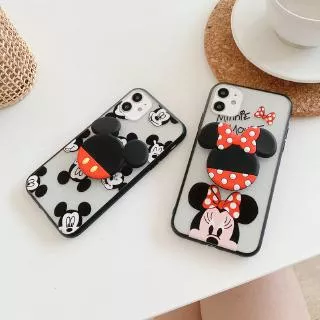 CRH| Casing HP  Samsung Galaxy S7 Edge S8 S9 S10 S20 Plus S20 Ultra Note 3 4 5 8 9 10 Plus Hard Couple Minnie Mickey Mouse Case + Popsocket