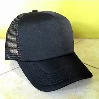 TOPI TRUCKER HITAM POLOS