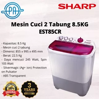 MESIN CUCI 2 TABUNG SHARP EST85CR 8.5KG EST 85CR