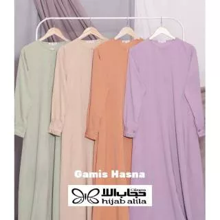NEW!! GAMIS HASNA By Hijab Alila Dress syari polos sleting busui tangan kancing