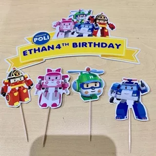 Robocar poli topper kue