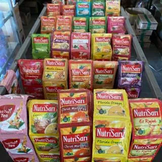 NutriSari isi 10 sachet (wdank bajigur/jeruk peras/jeruk extra/jeruk maroko/jeruk jeju/madu jeruk)