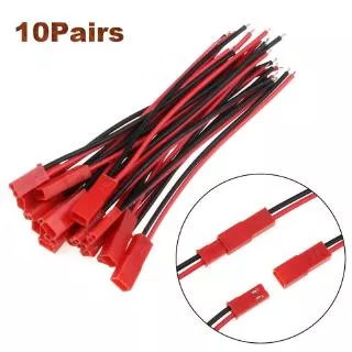 10Pairs JST Plug Cable 100/200mm 2 Pin Connector Male/Female for RC BEC Battery Helicopter DIY