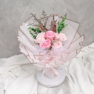 PREMIUM 5 STEM ROSE SOAP BOUQUET - BUKET BUNGA KADO VALENTINE BUKET WISUDA FLORIST INDONESIA BUNGA ARTIFICIAL BUNGA SABUN