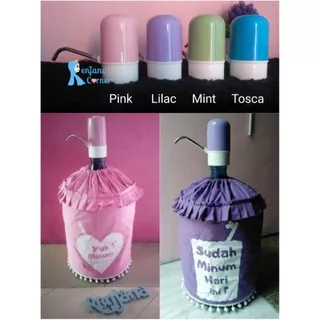 Pompa Galon / Sarung Galon Duduk Pompom Pink Ungu Lilac Hijau Mint Biru Tosca