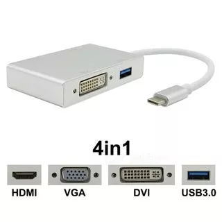 USB 3.1 Type-C to VGA DVI-24+5 HDMI USB-3.0 4in1