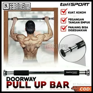 TaffSPORT Tiang Latihan Pull Up Bar Pintu Solid Grip Adjustable 62-100 Cm Original Portable - Alat Olahraga Iron Gym Fitness Latihan Pul Up Di Kosen Kusen Pintu Dinding Rumah Doorway Chin Up Chinning Bar Pria Wanita Laki Laki Cowok Anak Anak Dewasa Murah