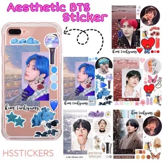 Stiker BTS Aesthetic motif glitter ( Taehyung , Namjoon , J-hope ver) Sudah Cutting ( Die CUT ) / Stiker Kpop / Sticker kpop aesthetic hp