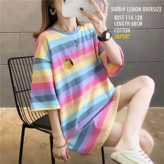 Zero~ 5008 Lemon Oversize//Atasan Big Size Salur//Fashion Import